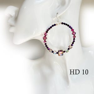 Hoop earrings, Earrings, Rhinestones, Semi-precious gems, Crystals, Crystal Hoops, Dangle Hoops, Large Hoops, Handmade jewelry, Preciosa