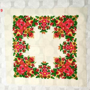 Vintage Wool Floral Shawl – Soviet Ukrainian Russian Babushka Scarf – 100% Wool Square Shawl – Choose Your Design image 10
