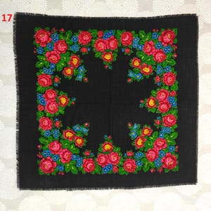 Vintage Wool Floral Shawl – Soviet Ukrainian Russian Babushka Scarf – 100% Wool Square Shawl – Choose Your Design image 18