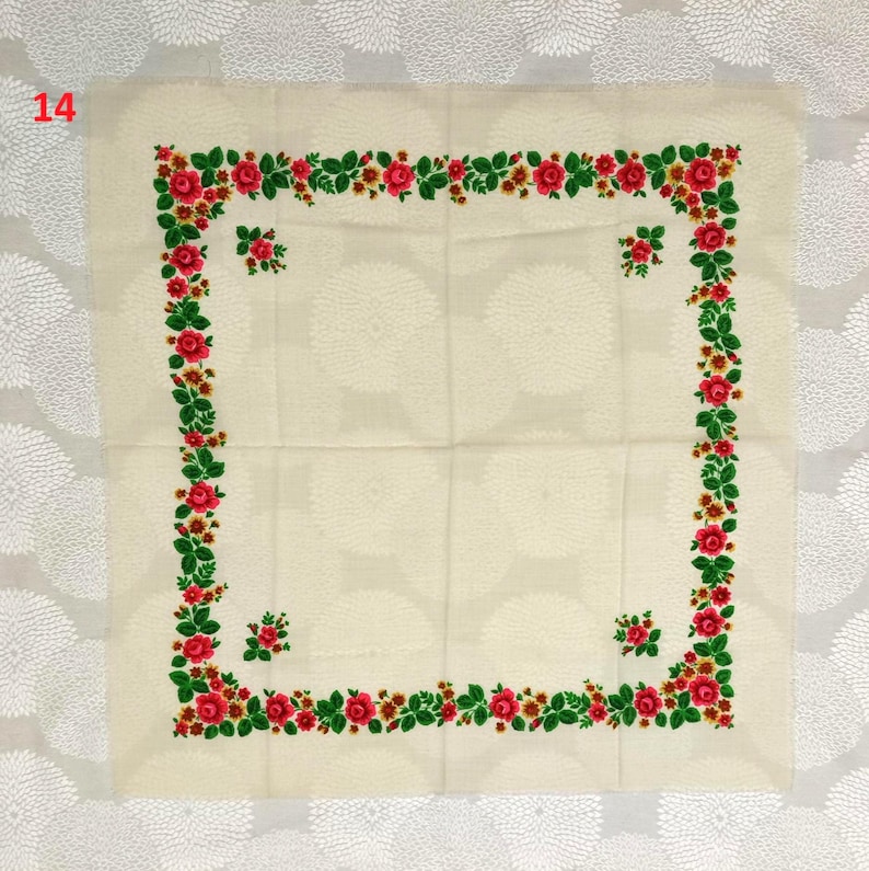 Vintage Wool Floral Shawl – Soviet Ukrainian Russian Babushka Scarf – 100% Wool Square Shawl – Choose Your Design image 15
