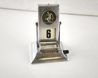Vintage Sovjet eeuwigdurende bureaukalender, USSR metalen flip kalender, Russische mechanische bureaukalender, retro kantoordecor, Sovjet collectible