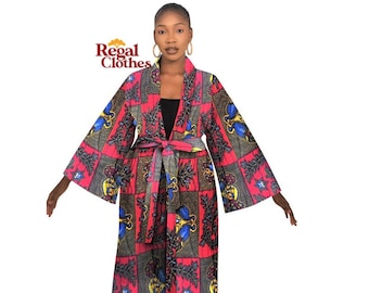 Unisex Kimono, Free Size, Long, Tribal Print Kimono, Afropunk, Boho  Free size, Plus Size, Dashiki, Ethnic Jacket, Hippie, Duster, Wakanda