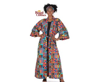 Unisex Kimono, Free Size, Long, Tribal Print Kimono, Afropunk, Boho  Free size, Plus Size, Dashiki, Ethnic Jacket, Hippie, Duster, Wakanda