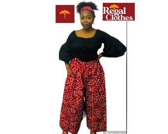 Ankara Palazzo Pants , Tribal Print , Elastic Waist, One Size Fits Most, Wide Leg Pants, Ethnic Print, Tribal Print Pants