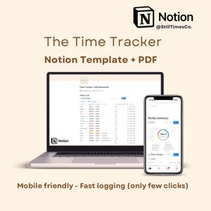 Notion Time Tracker Template | Daily Log + PDF Guide | Minimalist Productivity Planner Inspired by Lyubishchev
