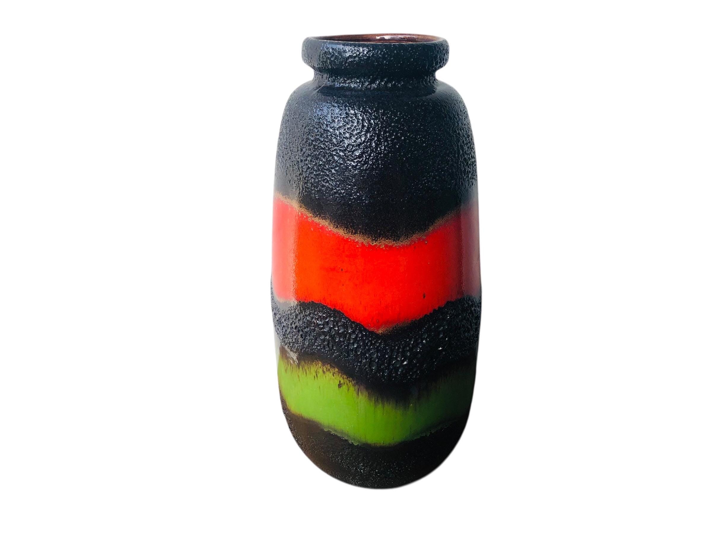 大型ヴィンテージ西ドイツ製花瓶、レトロなミッドセンチュリー陶器製