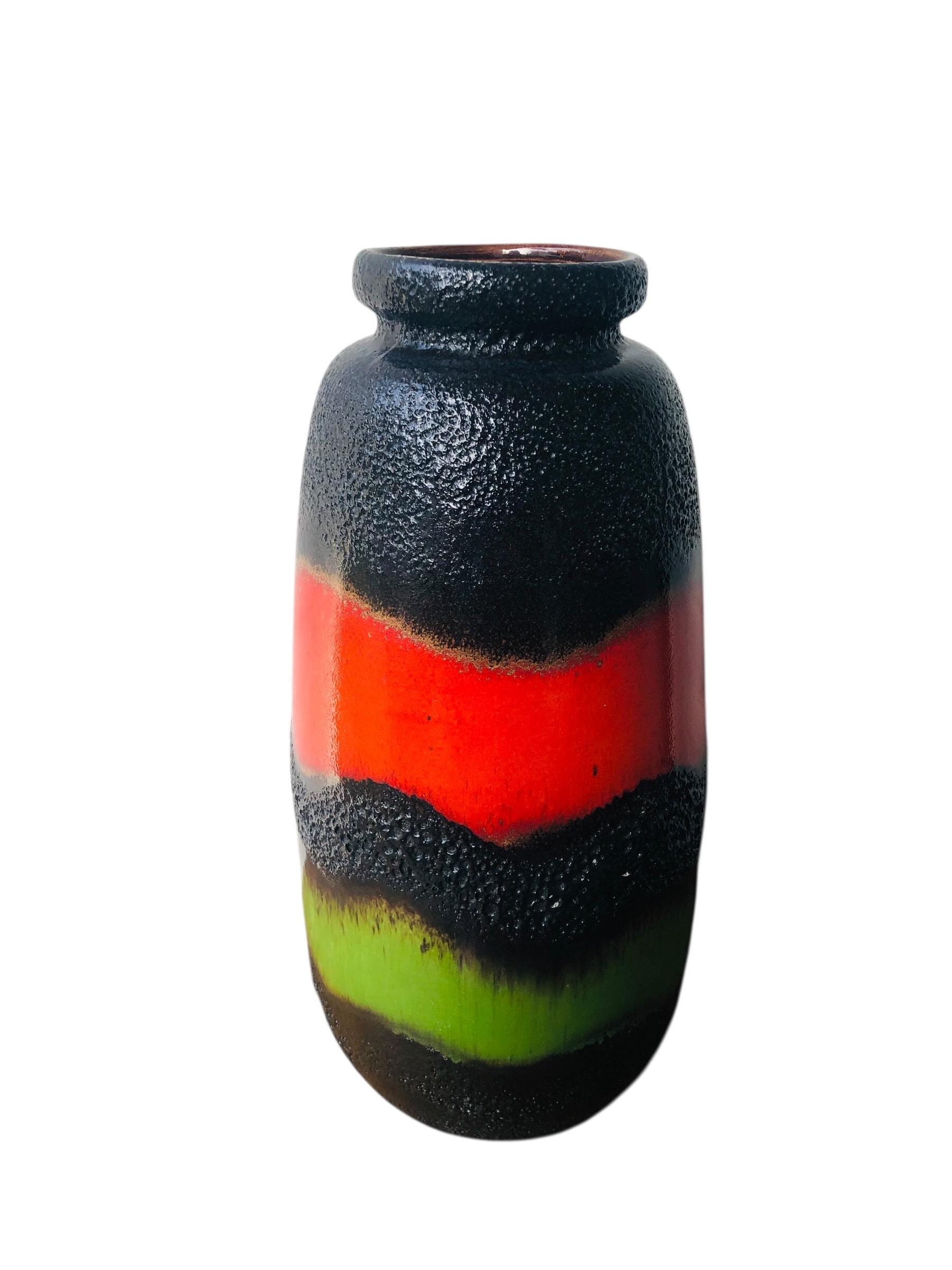 大型ヴィンテージ西ドイツ製花瓶、レトロなミッドセンチュリー陶器製