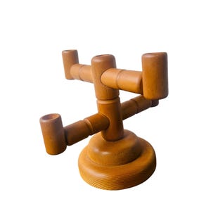 Wooden Scandinavian vintage candlestick from the 70s, mid-century candle holder