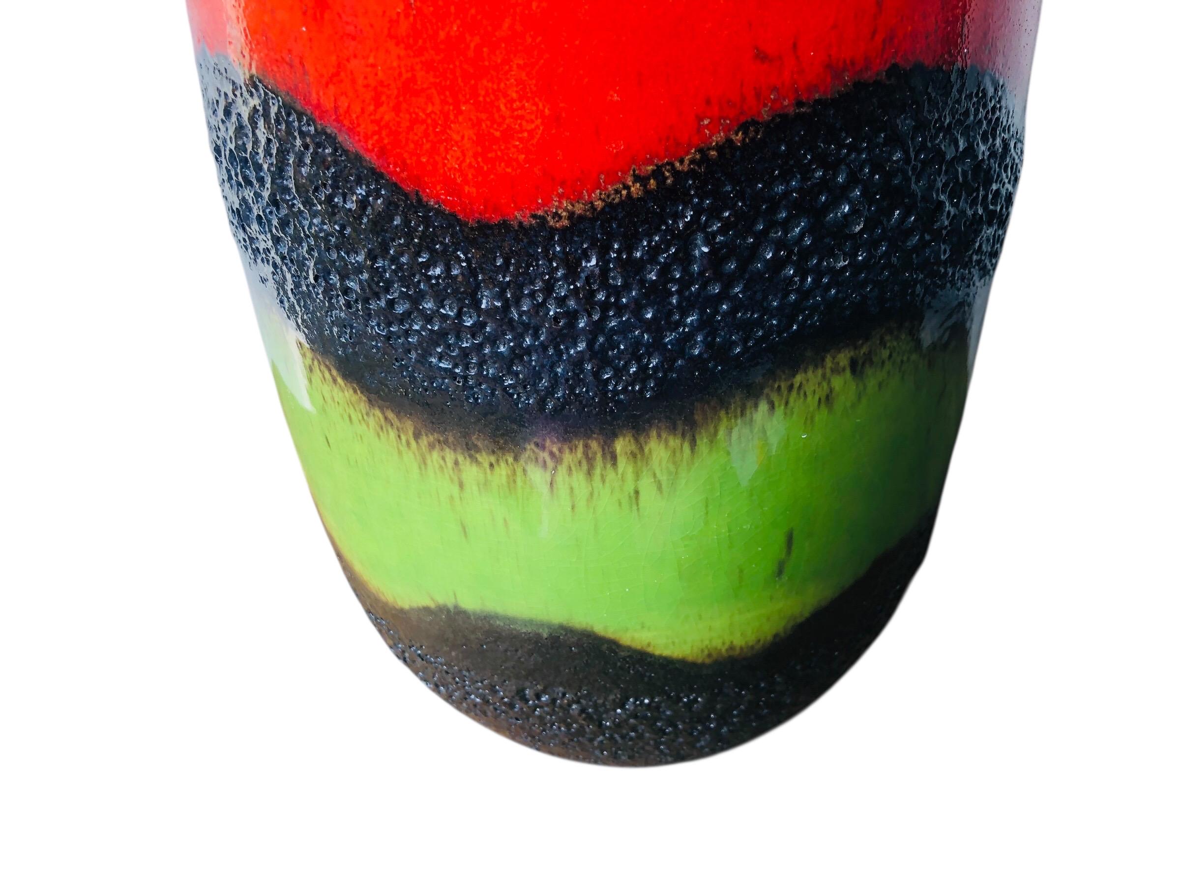 大型ヴィンテージ西ドイツ製花瓶、レトロなミッドセンチュリー陶器製