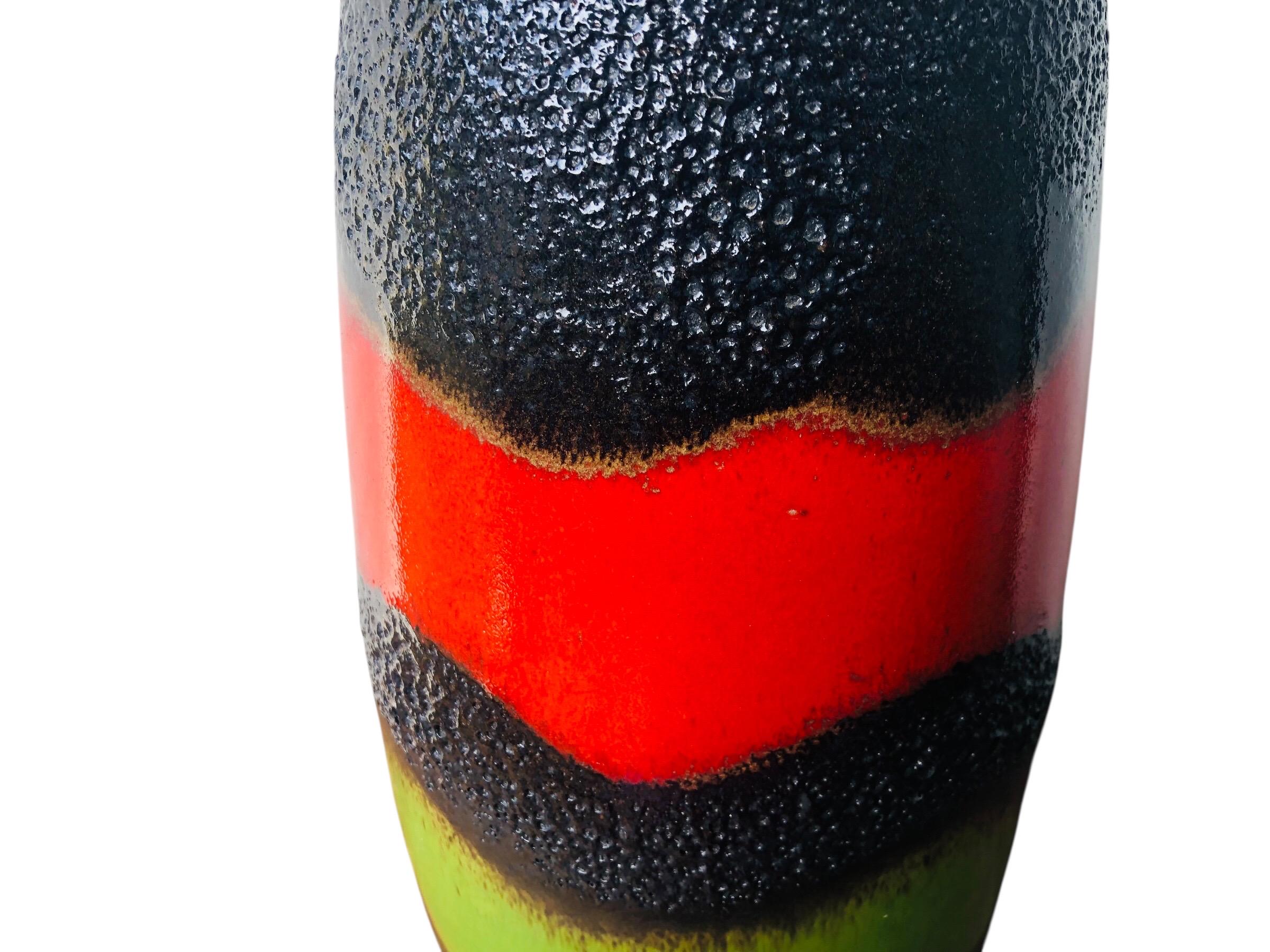 大型ヴィンテージ西ドイツ製花瓶、レトロなミッドセンチュリー陶器製