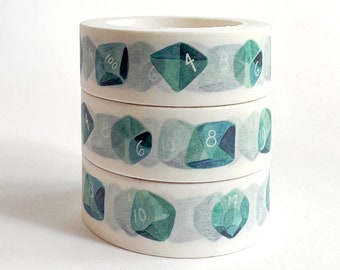 Sea Green Dice Washi Tape / DND Notes Journal / TTRPG / D20 / Dungeons and Dragons / D&D / Druid