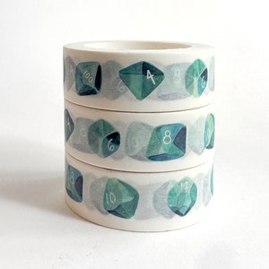 Sea Green Dice Washi Tape / DND Notes Journal / TTRPG / D20 / Dungeons and Dragons / D&D / Druid