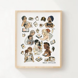 Moms and Babies Reading Bookish print - Breastfeeding - Diversity - Inclusive// Shelley Couvillion