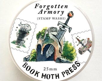 Forgotten Armory Stamp Washi Tape / Dark Academia / Calendaring Tape / Bullet Journal / Back to School Stickers // Shelley Couvillion