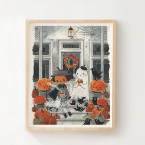 Pumpkin and Spice - Porch - autumn landscape - Ghost - Print// Shelley Couvillion