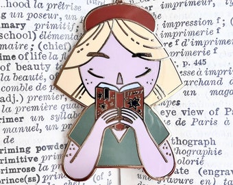 Bookish Reader 2 - enamel pin reading girl book lover gift - Mothers Day Gift