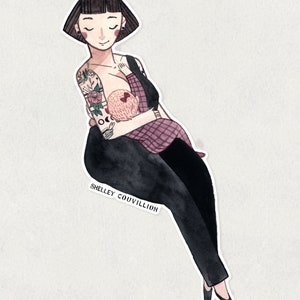 Pegatina de mamá tatuada que amamanta - Celebra a mamá - Regalo del Día de las Madres