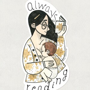 Adesivo de amamentação sempre lendo - Bookish Mom - Presente de dia das mães