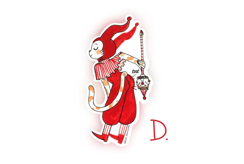 Letter R Jester Jester Cat Sticker B - Jesters - Clown - Renaissance Faire - Medieval ...