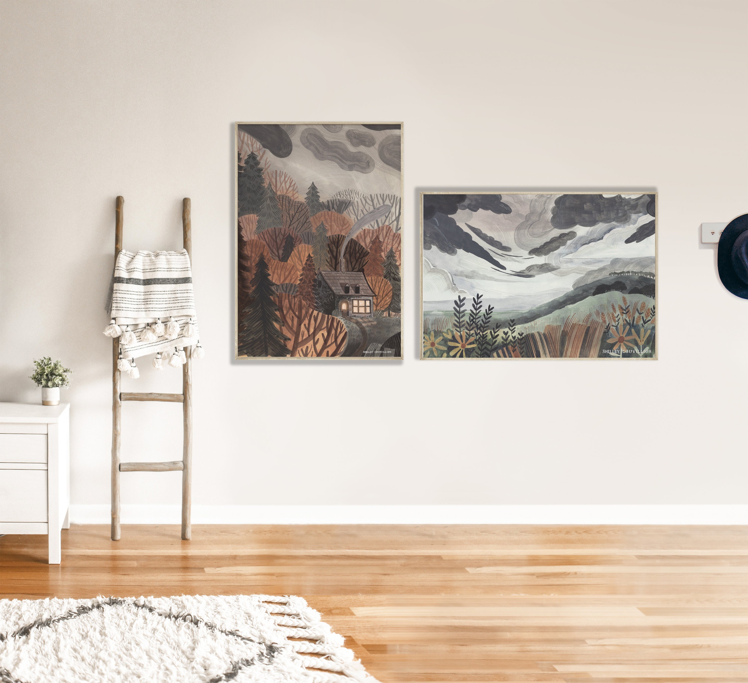 Forest Home Wall Art | Moody Mountain Print | Watercolor Landscape ...