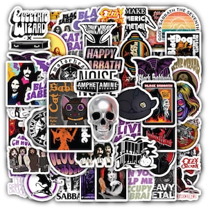 Set 15–60 Black Vinyl Sabbath Stickers – Waterproof Decals for Motorcycle, Bike, Laptop, Water Bottle, Cup, Guitar, Skateboard, Luggage