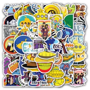Set 15–60 Yellow Vinyl Submarine Stickers – Waterproof Decals for Motorcycle, Bike, Laptop, Water Bottle, Cup, Guitar, Skateboard, Luggage