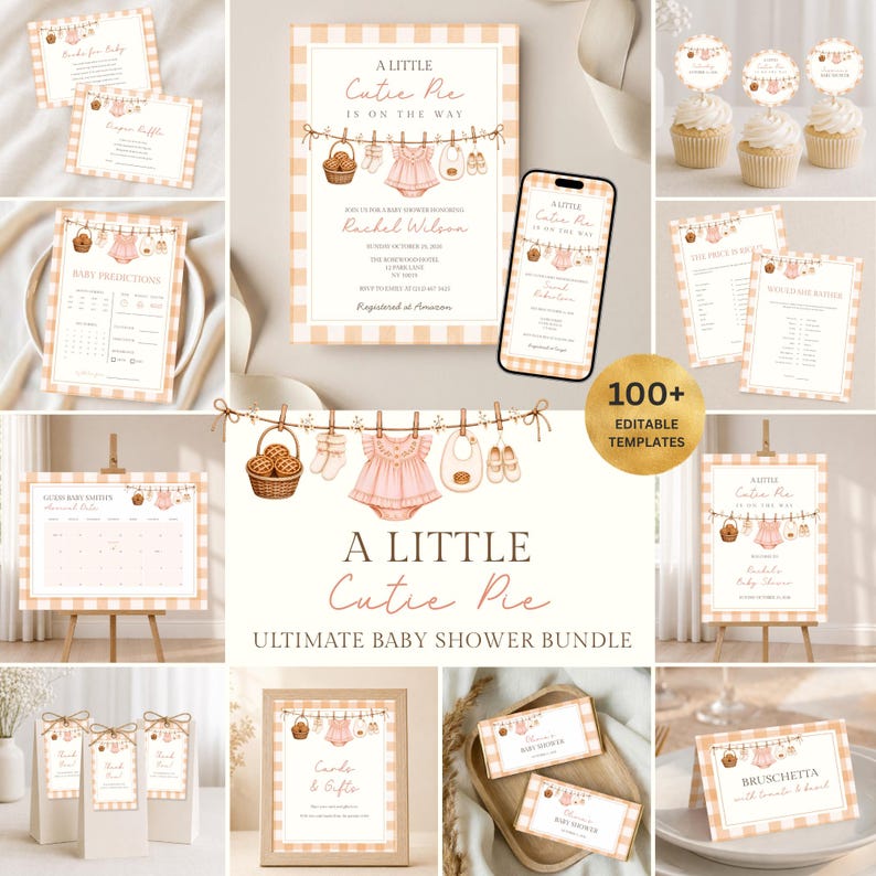 Cutie Pie Baby Shower Bundle | Fall Invitation, Welcome Sign, Games ...