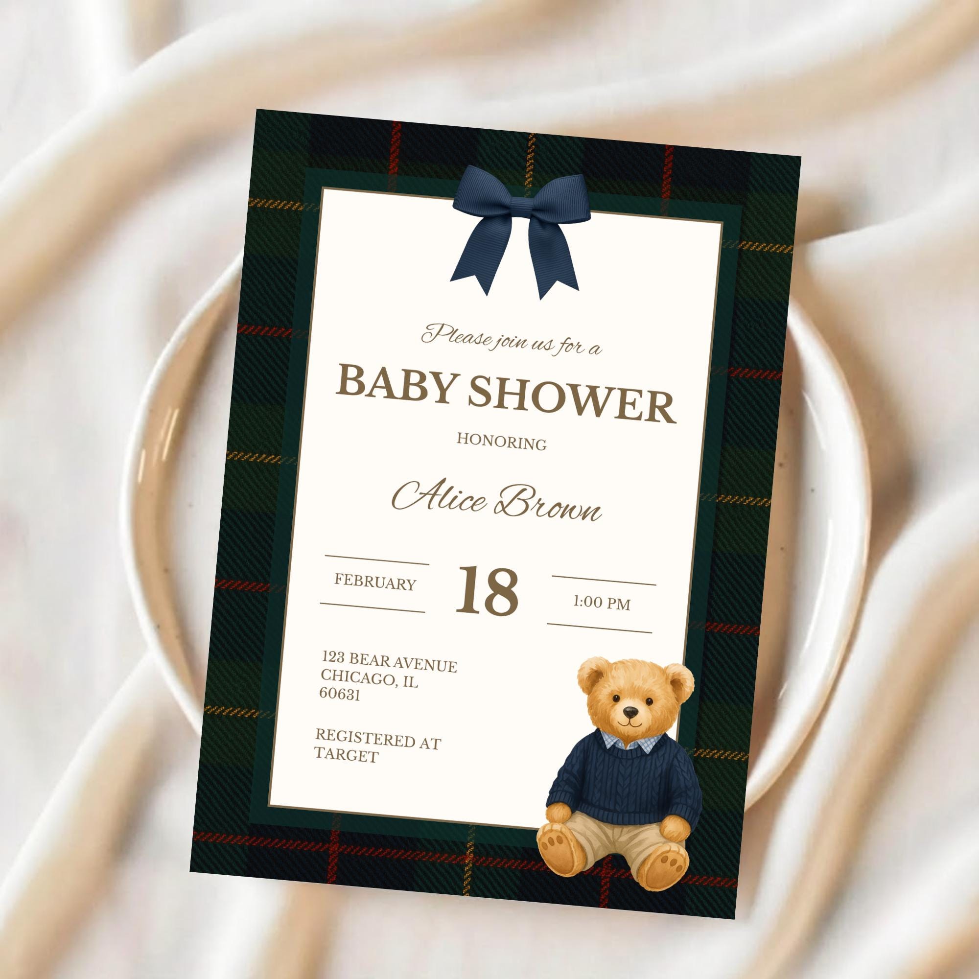 Vintage Polo Baby Shower Invitation - Preppy Teddy Bear Theme ...
