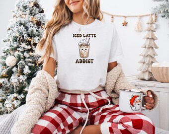 Iced Latte Addict Shirt, Funny Coffee Shirt, Cute Iced Coffee Tee, Coffee Lover Gift, Coffee Shirt, Aesthetic Drink Tee, Gift for Her