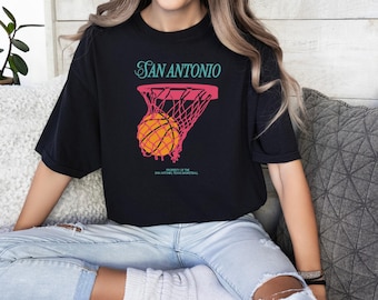 San Antonio Basketball Shirt, Retro Basketball Tee, Vintage Sports Shirt, Comfort Colors Tee, Texas Basketball Shirt, Gift for Him