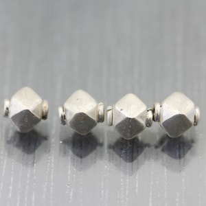 4 medium square Indian silver beads.Sterling silver beads. Cube beads, Spacer beads, Bali silver beads for beader beading Destash metal