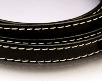 1 ft Black leather strap 10x2mm Black flat leather cord Black leather string Black leather strip BLFLAT10X2