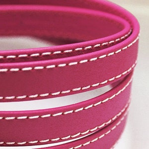 Purple leather strap 10x2mm Purple flat leather cord Leather string Hot pink stitched leather strip 10mm 10 mm Leather string  PURFL10X2