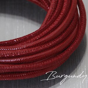 1ft 4mm Dark red leather cord, round leather string, 4 mm burgundy leather, 4mm cord, faux lizard print, genuine Nappa leather suppplies