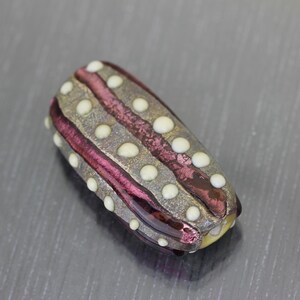 Chunky organic purple & gray focal lampwork glass tab bead. Long mauve pink Artisan lampwork bead focal handmade Anne Londez Sea Rocks OOAK