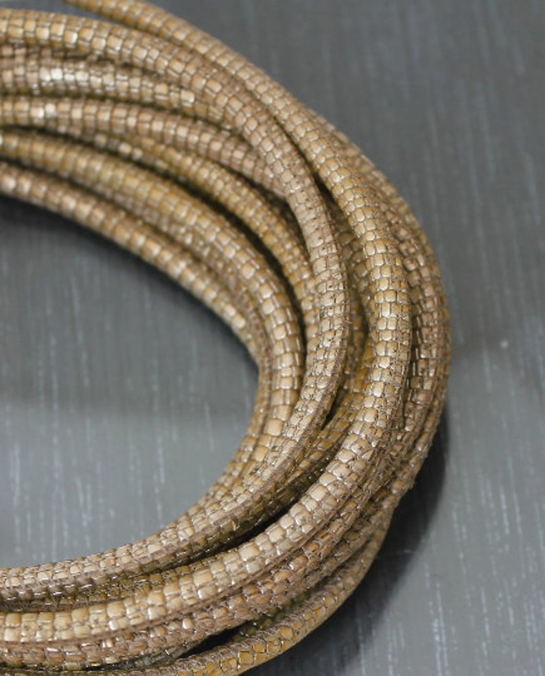 May include: A close-up of a beige braided cord, showing the intricate woven pattern. The cord is made of multiple strands of thin, flexible material, creating a textured and durable look.