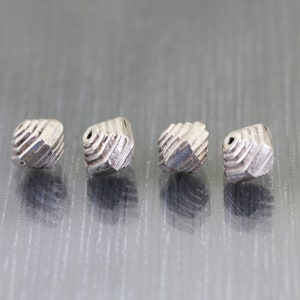 Set of 4 pyramid Indian silver beads.Sterling silver beads. Cube beads, Spacer beads. Bali silver beads for beader beading Destash metal