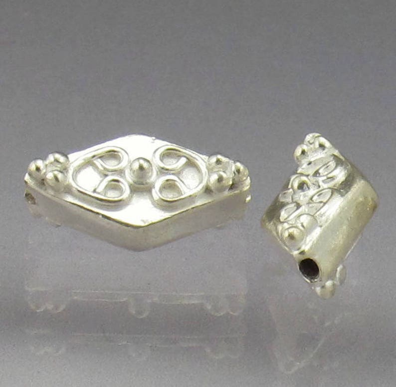 5 Diamond Shaped Sterling Silver Beads Jewery Supplies Etsy