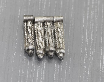 5 Sterling silver bar pendant charm for bracelet, earrings or necklaces. Indian silver beads for beader beading Destash metal 20mm long
