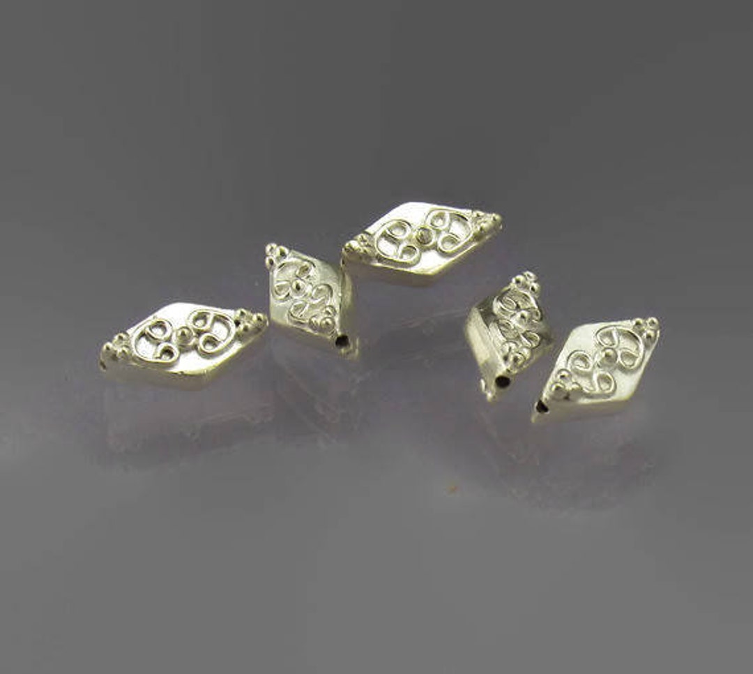 5 Diamond Shaped Sterling Silver Beads Jewery Supplies - Etsy