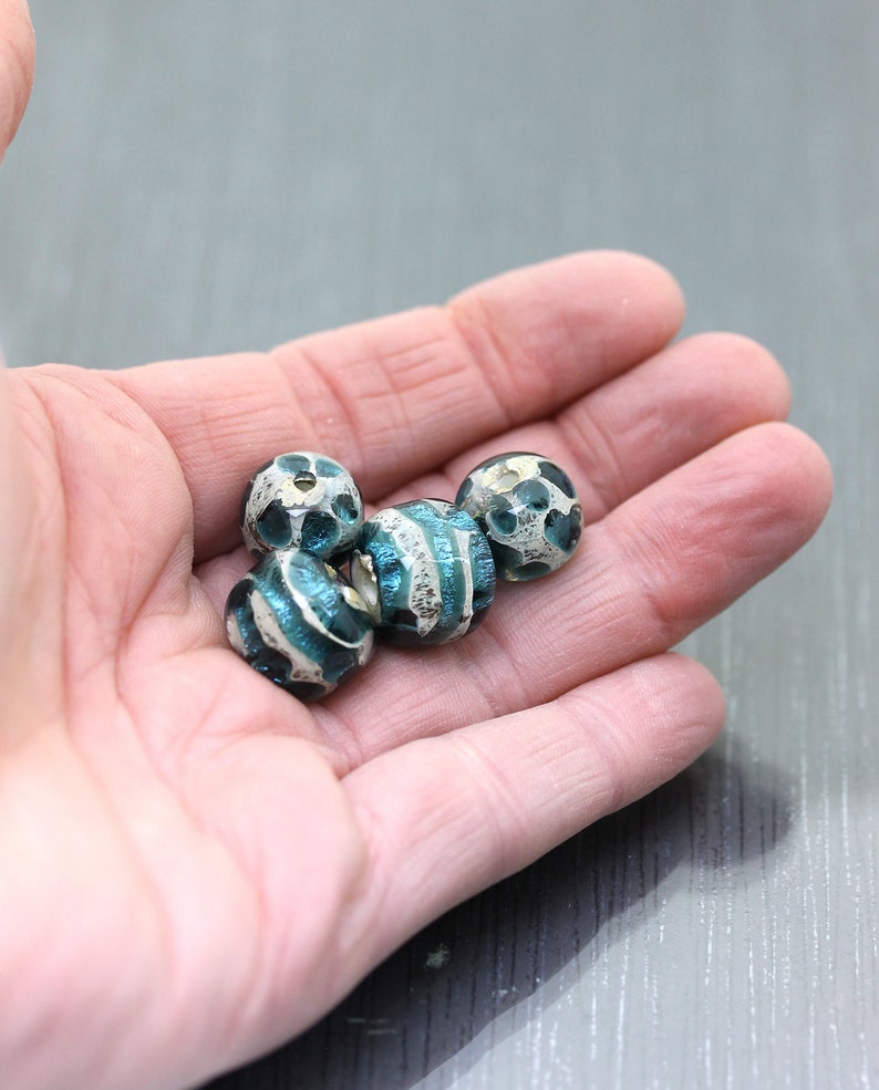 Set of 2 indigo blue bead pairs for earrings Set of 4 peacock blue round beads Dark blue glass beads RTS Handmade Lampwork beads OOAK sra