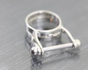 Burgard Studio Sterling silver interchangeable ring. Destash beadable jewelry findings for beading. Large ring blank for 15/16 mm bead