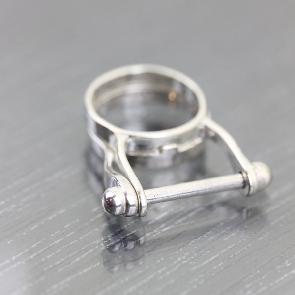 Burgard Studio Sterling silver interchangeable ring. Destash beadable jewelry findings for beading. Large ring blank for 15/16 mm bead