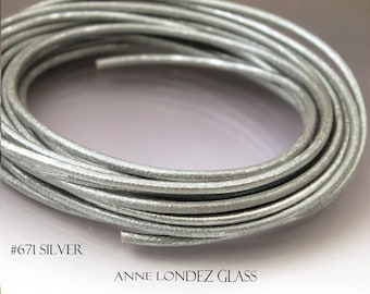 1 meter (3.3 ft) grey Metallic leather cord 3 mm Silver Core leather cord 3mm Steel grey cord leather leather lavender cord