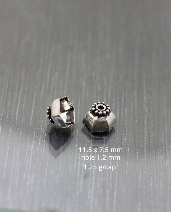 2 ORnate large Indian silver bead caps, 925 Sterling silver findings, Jewelry supplies, Jewelry making craft supplies, beading supplies