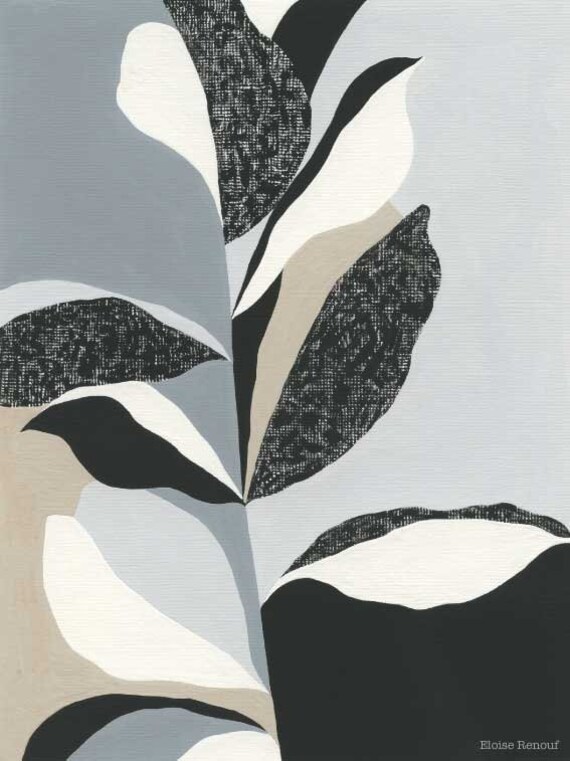 Colour Garden Grey plant print leaves print eloise | Etsy