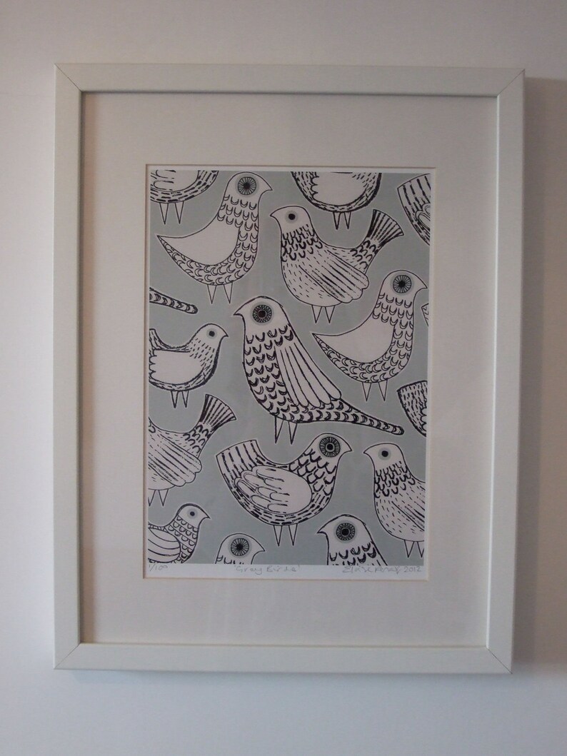 Grey Birds Limited Edition Giclee Print Etsy