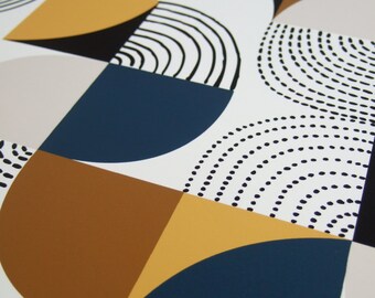 Curves Blue Giclee Print. | Etsy India
