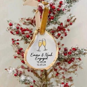 Personalized Oyster Shell Ornament: Custom Wedding Engagement Keepsake