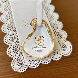 Personalized Oyster Shell Ornament: Custom Engagement, Wedding Keepsake